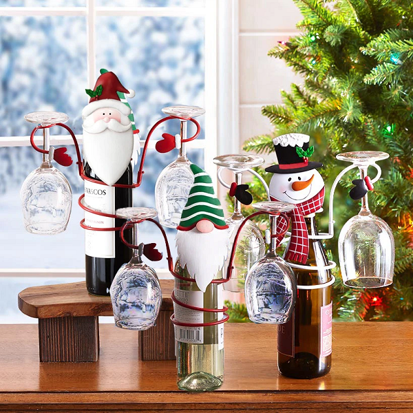 Holiday Wine Bottle & Glass Holders - Christmas Decoration