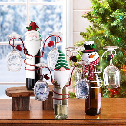 Holiday Wine Bottle & Glass Holders - Christmas Decoration