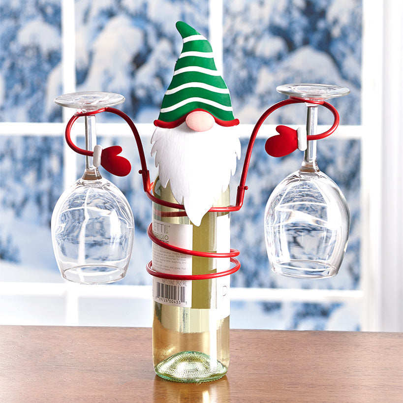 Holiday Wine Bottle & Glass Holders - Christmas Decoration