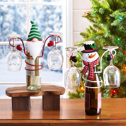 Holiday Wine Bottle & Glass Holders - Christmas Decoration
